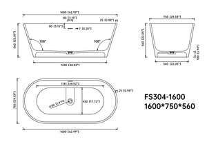 English Elm 63 Inch Freestanding Stone Resin Soaking Tub Matte White Spa Bathtub for Bathroom T3785P490211