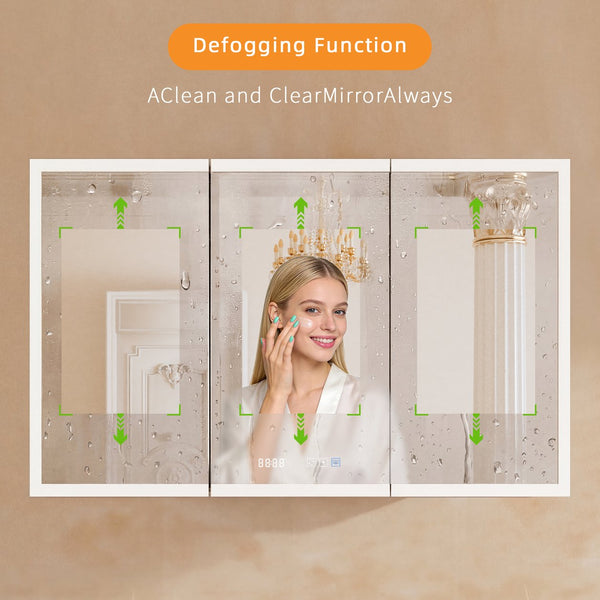 English Elm Lighted Aluminum Medicine Cabinet Smart Mirror with Anti-fog Led and Built-in Usb Outlet W5609P461490