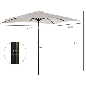 English Elm Outsunny 9' X 7' Solar Led Patio Umbrella With Tilt & Crank - Perfect For Garden, Deck, Pool & Beach W2225P174133-GIGA