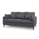 Christopher Knight Home® - Noble House - Roselle Contemporary 3 Seater Fabric Sofa, Charcoal And Espresso