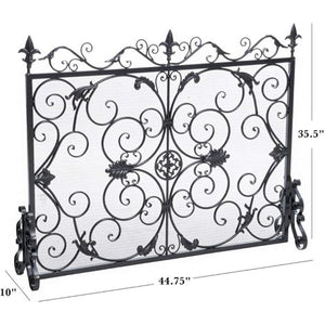 English Elm Christopher Knight Home® - WILMINGTON Darcie Wrought Iron Fireplace Screen with Ornate Victorian Detailing, Copper Brown Finish Black+Silver 55342.00