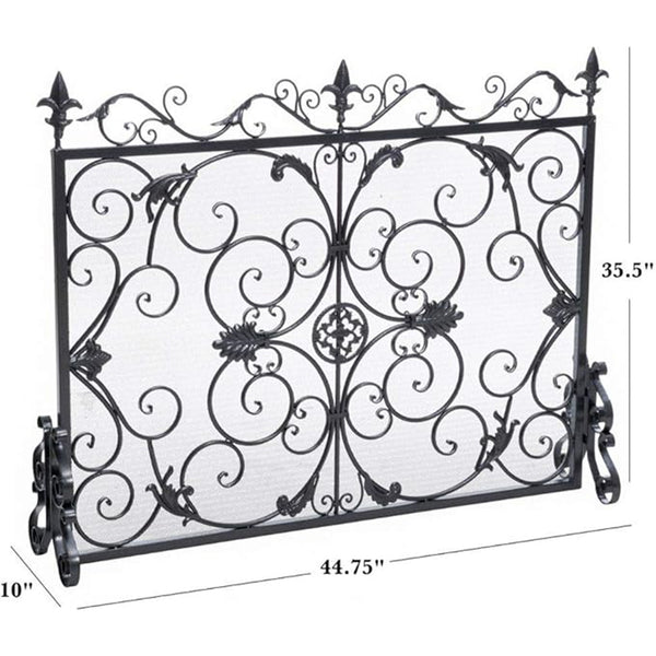 English Elm Christopher Knight Home® - WILMINGTON Darcie Wrought Iron Fireplace Screen with Ornate Victorian Detailing, Copper Brown Finish Black+Silver 55342.00
