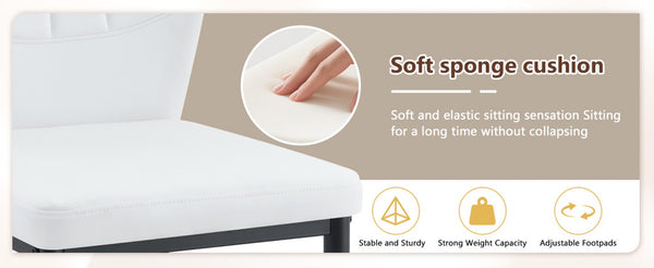 English Elm Table And Chair Set - 64.5" Stylish Black Wood Dining Table With 6 Ergonomic Black & White Chairs W1151S04307-GIGA