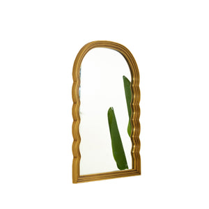 English Elm 24'' Lumina Mirror - Golden Scalloped Arched PU Frame with Adjustable 3-Color LED Light, Elegant W2615P346502