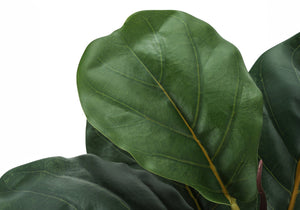 English Elm Artificial 28" Tall Fiddle Leaf Fig Tree - Real Touch Faux Plant In Woven Beige Basket For Decor B2710P220019