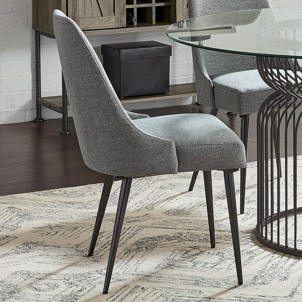 English Elm Set Ultra-Modern Leatherette Side Chairs with Chrome Curved Legs, Sleek Contoured Seats for Dining Comfort Grey B016P224727
