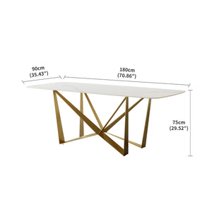 English Elm Carbon Steel Rectangular Dining Table with Stone Top for Contemporary Interiors W1002S00007