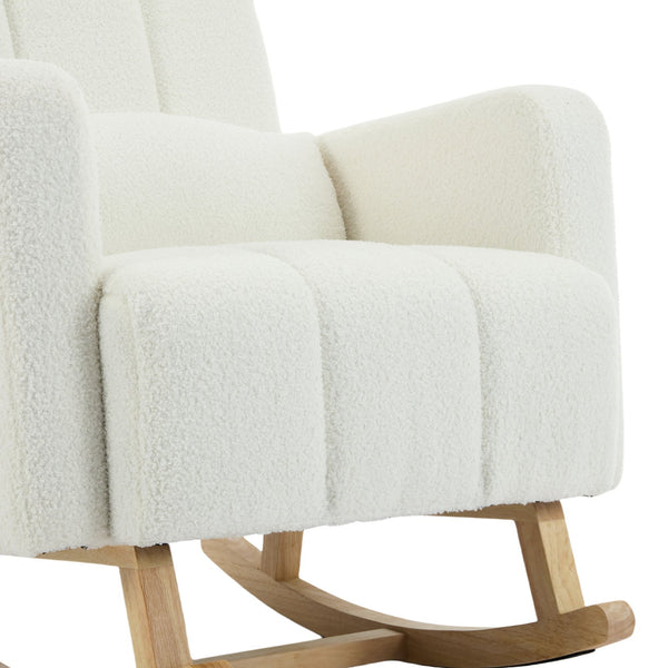 English Elm Christopher Knight Home® - Accent Rocking Chair In Cream White Teddy Velvet - Luxurious Comfort, Ergonomic Support & Style! N765P263906W