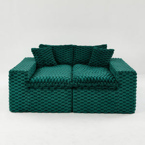 English Elm Luxury Turtle Velvet Multifunctional Sofa - Convertible Green Modular Seating for Family, 400lb Capacity W3371S00043