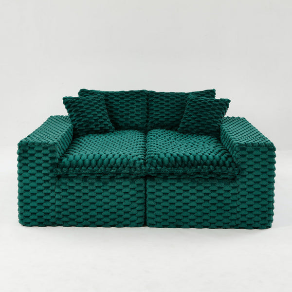 English Elm Luxury Turtle Velvet Multifunctional Sofa - Convertible Green Modular Seating for Family, 400lb Capacity W3371S00043