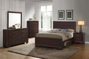 English Elm Carina Queen Bedroom Set Grey Oak Paneled Headboard Nickel Hardware Five Piece Brown B062S00745