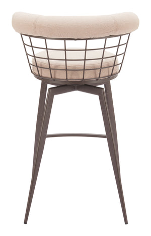 Zuo Modern Saku Swivel Barstool In Beige & Brown - Modern Design With Durable Fabric For Home Or Hospitality Use Beige 100% Polyester,Steel 110821-zuo-modern