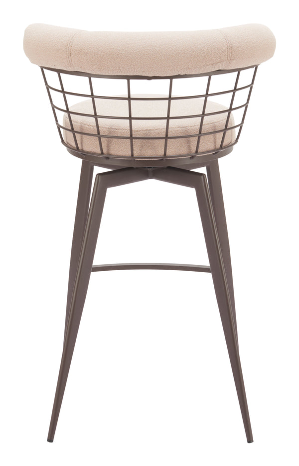 Zuo Modern Saku Swivel Barstool In Beige & Brown - Modern Design With Durable Fabric For Home Or Hospitality Use Beige 100% Polyester,Steel 110821-zuo-modern