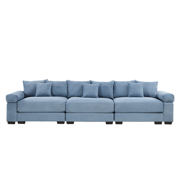 English Elm 130" Oversized Cloud Modular Sectional Couch - Premium Corduroy 3-Seater With Ergonomic Design & Comfort W714S01350