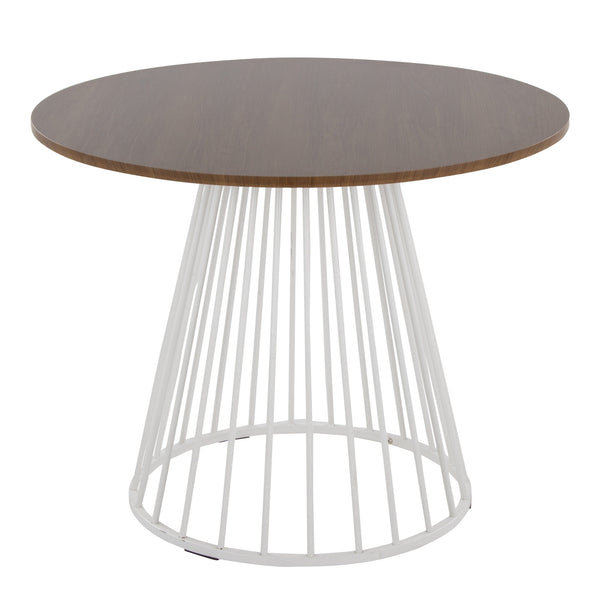 English Elm Canary Cosmo Round Dining Table In Stylish White Metal & Walnut Wood - Seats 4, Modern Glam Design B202S01107