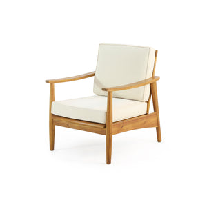 English Elm Christopher Knight Home® - Club Chairs Laurent Teak Finish Acacia Outdoor Chair, 500lb Capacity, Weather-Resistant Slat Design, Thick Cushion 68624.00BGE