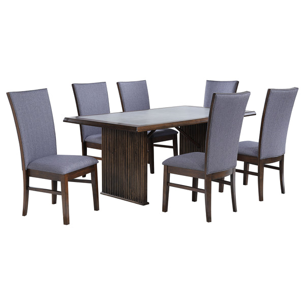 English Elm Wawona Ceramic Top Rubberwood Dining Set with Upholstered Chairs for Four B062S01671