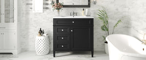 English Elm 36'' Modern Bathroom Vanity With Resin Sink, Storage Cabinet & Tip-Out Drawer For Stylish Organization SW000119AAB-2