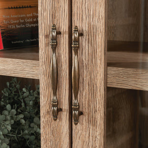 English Elm Library Hutch - Versatile Brown Finish Storage Solution With Cord Management For Any Room Decor B356P367908