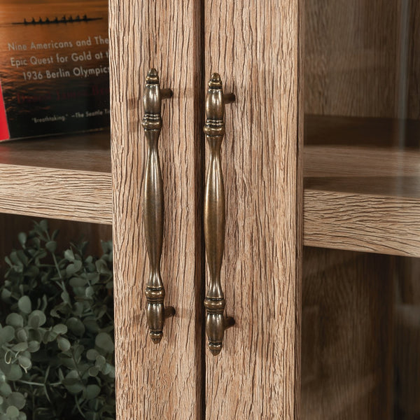 English Elm Library Hutch - Versatile Brown Finish Storage Solution With Cord Management For Any Room Decor B356P367908