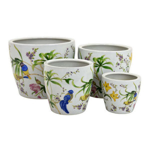 English Elm Garden Glazed Ceramic Planter Ribbed Sculptural Design for Patio or Indoor Tabletop B056P416938