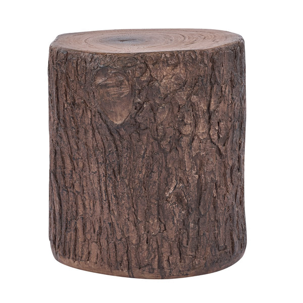 English Elm Tree Stump Mgo Accent Table Realistic Bark Texture Indoor Outdoor Rustic Side N776P372341W