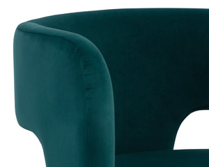 Sunpan Isidore Lounge Chair - Contemporary Comfort with Curved Backrest and Chic Boucle Fabric Design Meg Teal