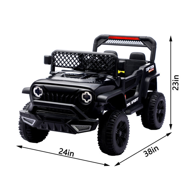 English Elm Ride on Electric Kids Car 12v Luxury Toy with Remote Control Swing and Led Lights Black W1760P358691
