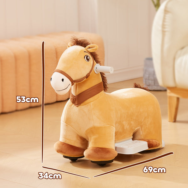 English Elm Qaba Battery Powered Toddler Ride on Pony with Music Soft Touch Foam Seat Pu Wheels Brown W2225P249818