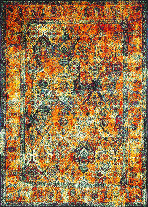 Unique Loom Rosso Basilica Machine Made Border Rug Orange, Black/Blue/Burgundy/Green/Ivory/Navy Blue/Red/Yellow 9' 0" x 12' 0"