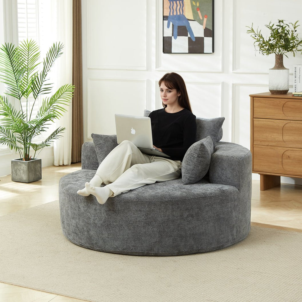 English Elm 55'l Chenille Sleeper Accent Chair Fluffy Cloud Design for Bedroom or Lounge W834P431181