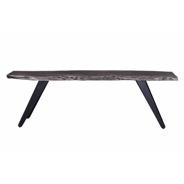 English Elm 60 60 Inch Wexford Wood Dining Bench with Live Edge Ironwood Top, Matte Black Legs, Water-Resistant Finish, Rustic Modern Statement Piece B011S01005