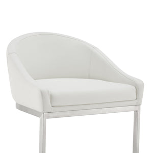 English Elm Ambrie 30" Bar Stool Brushed Stainless Steel with White Faux Leather, Cantilever Base, 250lb Capacity B2736P354388