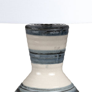 Crestview Collection Striped Ceramic Table Lamp - Hand-applied Navy Stripes, Tapered Shade, Elegant Transitional Design   Cvap3141
