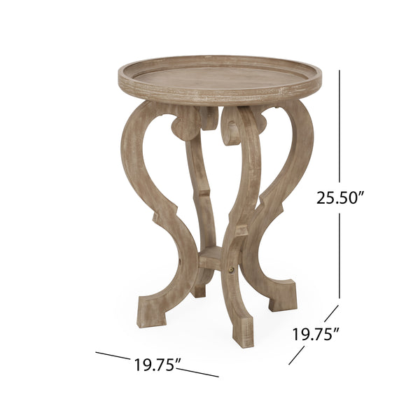English Elm Christopher Knight Home® - End Table - Elegant French Country Accent Table With Hourglass Design & Natural Faux-Wood Finish N771P239454K