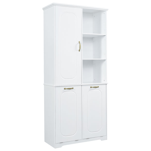 English Elm [video] Freestanding 68 Inch Tall Storage Cabinet with Tilt Out Hampers and Soft Close Door White N759S427900K