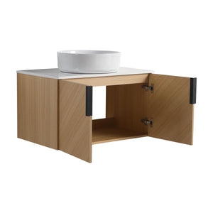 English Elm 30" Elegant Wall-Mounted Bathroom Vanity With Ceramic Sink & Soft-Close Doors For Modern Spaces W999S00443
