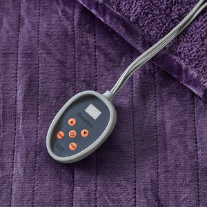 JLA Home Beautyrest - Blanket Beautyrest Heated with Secure Comfort Technology, Reversible Plush, 20 Temp Settings & Auto-Off Purple BR54-1941