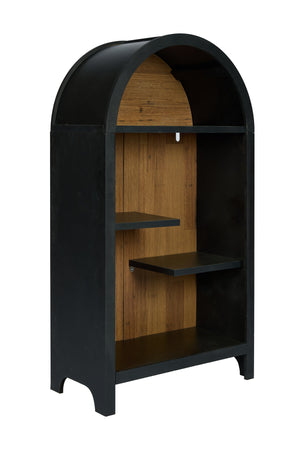 English Elm 4-tier Arched Freestanding Bookcase with Lattice Doors Open Display and Cabinet Storage W3123P485378