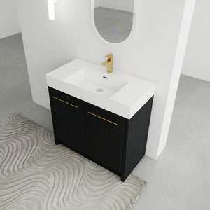 English Elm 36 Inch Freestanding Bathroom Vanity With Resin Sink & Soft-Close Doors – Modern, Durable Design W999S00179