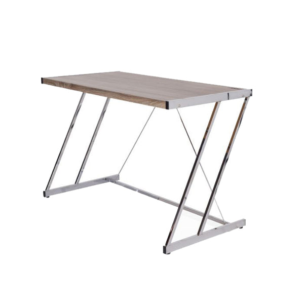 English Elm Rectangular Rustic Industrial Writing Desk with Metal Frame, 2-Tier Open Shelves for Storage and PC Ancient Oak,Chrome B016P312652