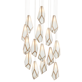 Glace White 15-Light Round Multi-Drop Pendant