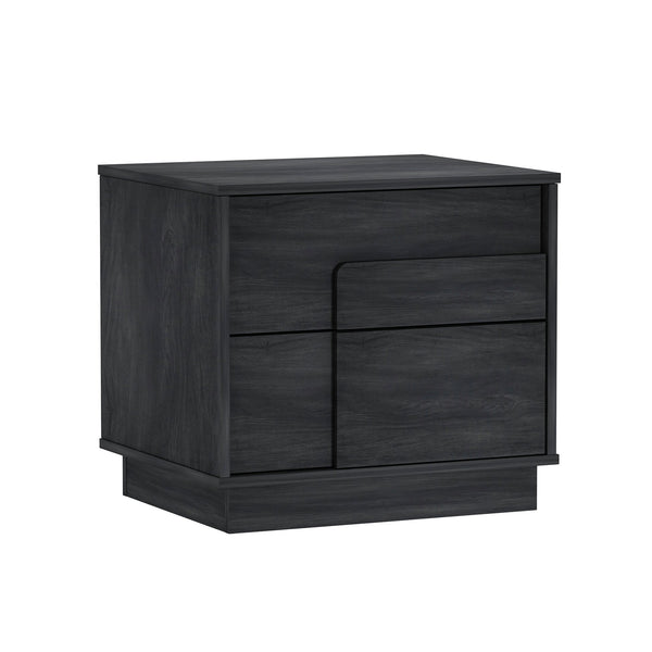 English Elm Horizon 22" Nightstand with Push-to-Open Drawers, Whitewashed Wood Grain, Sleek Handle-Free Design Charcoal grey B365P398189