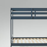 Simple Solid Wood Twin Over Twin Bunk Bed Midnight Navy SOPB3HMNWP Walker Edison