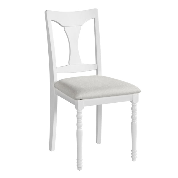 English Elm 7-Piece Extendable Dining Set with Removable Leaf and 6 Upholstered Chairs, Solid Rubberwood Legs, Seats 6 Natural+White N752S000030K