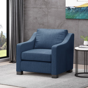English Elm Christopher Knight Home® - Upholstered Navy Blue Club Chair with Plush Polyester Fabric, Sloped Arms & Birch Legs — Luxe Comfort N758P268286B