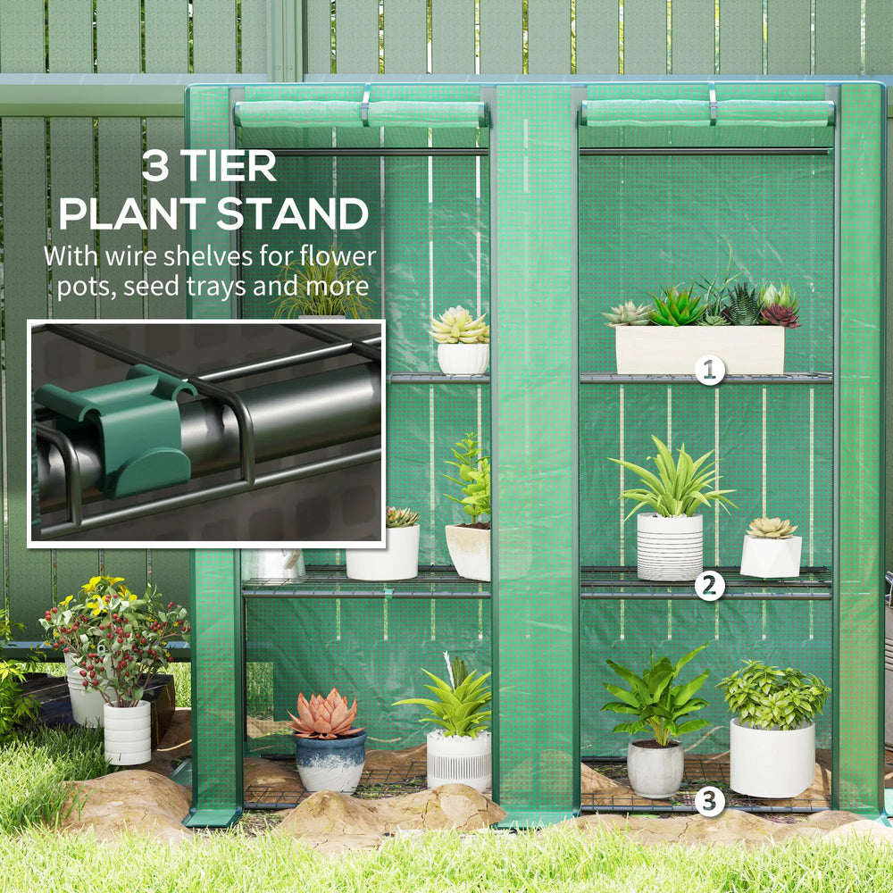 English Elm Lean-to Greenhouse Steel Frame Uv Cover Wall Mount Compact Garden Growing Shelter T3971P414540