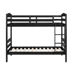 English Elm Twin Twin-over-Twin Bunk Bed with Guard Rails and Ladder, Wood-Engineered Frame, Space-Saving Dorm Style Black 84 L x 20 W x 9.5 H B011P362597