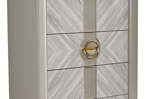 English Elm Eternity Traditional 5-Drawer Chest With Soft-Close Drawers, Gold Accents, And Eucalyptus Finish B009P291908