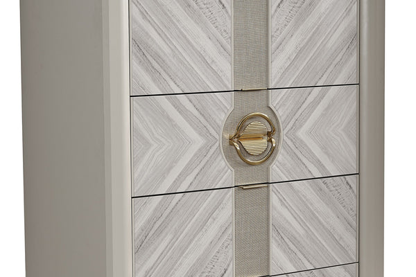 English Elm Eternity Traditional 5-Drawer Chest With Soft-Close Drawers, Gold Accents, And Eucalyptus Finish B009P291908